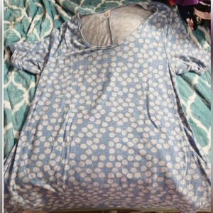 LuLaRoe Light Blue Polka Dot Short Sleeve Top